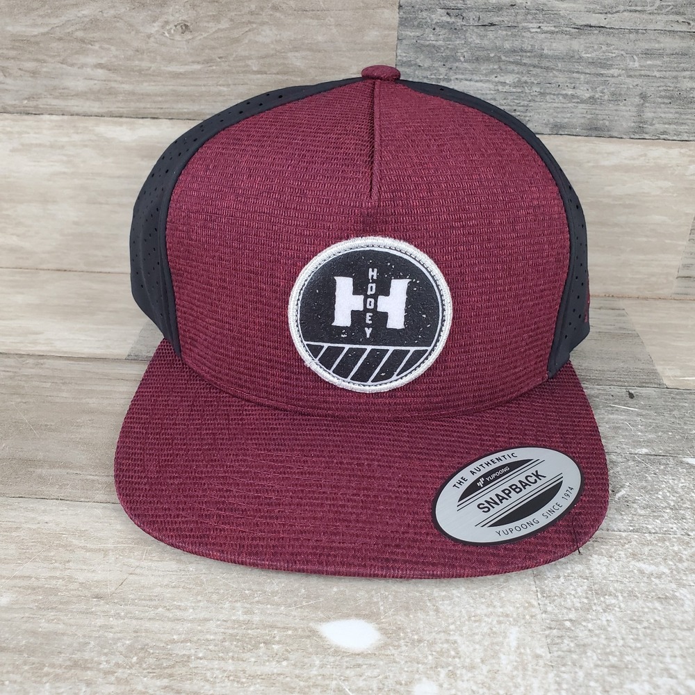 Hooey Mens Patch Logo Adjustable Snapback Hat Maroon Black